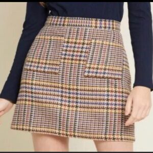 ModCloth Houndstooth Tweed Mini Skirt